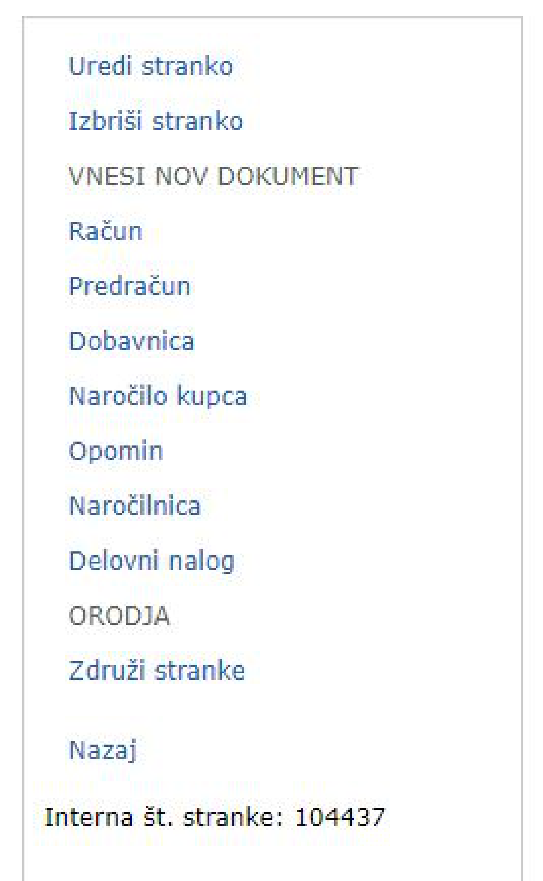 Združi stranko.