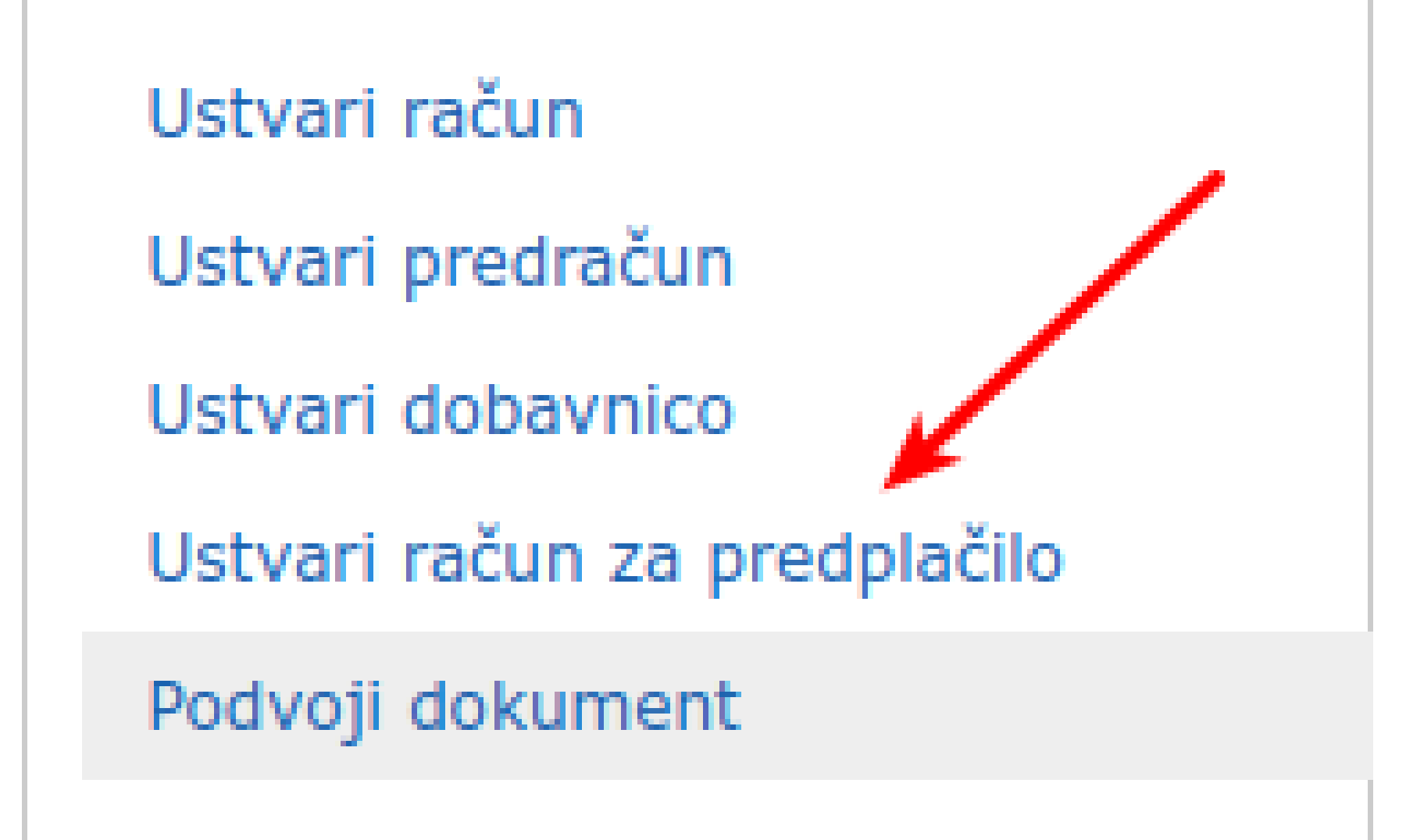 Ustvari račun za predplačilo.